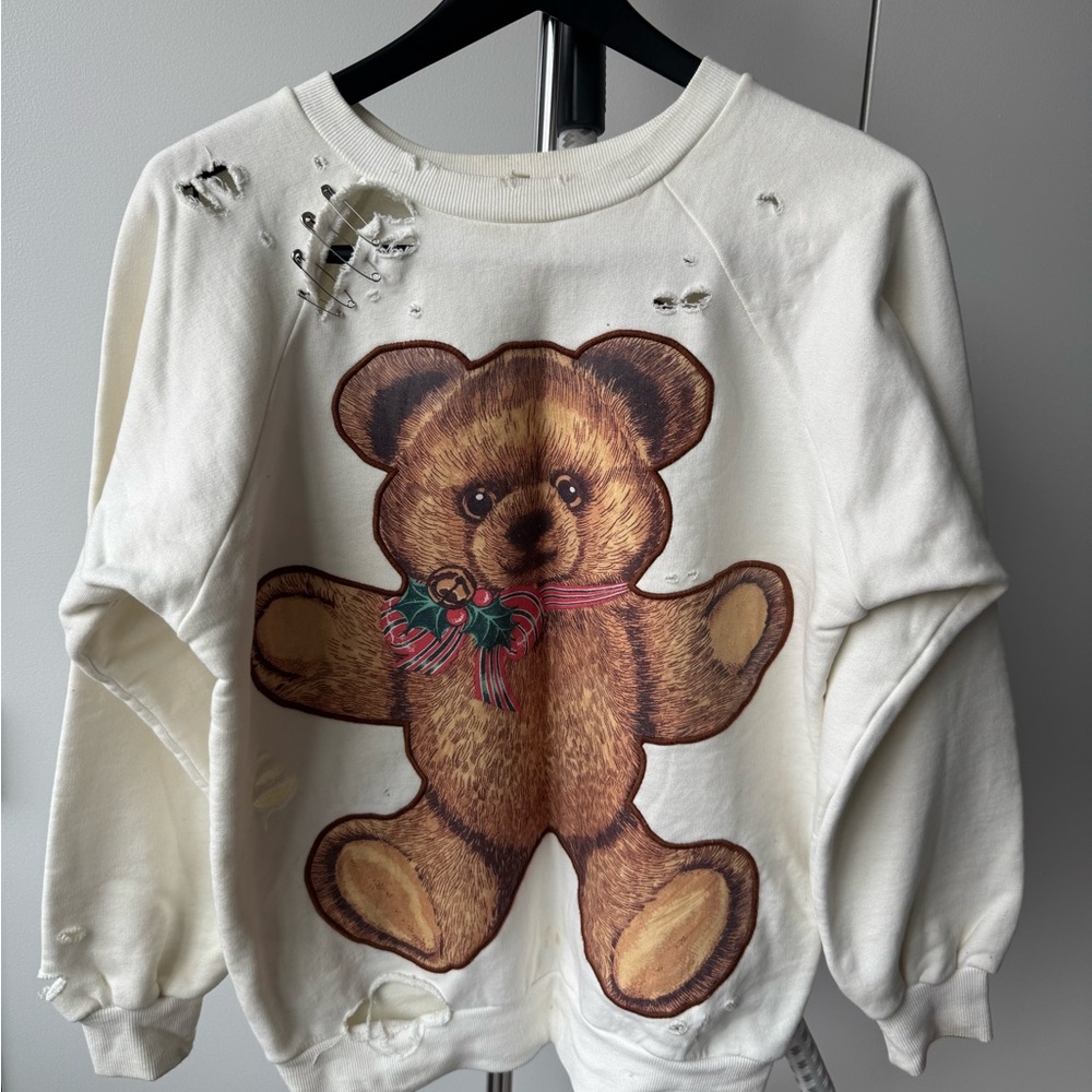 R13 White Teddy Bear Sweatshirt